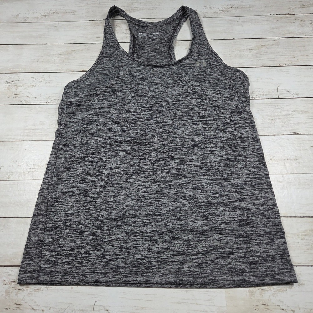 Under Armour HeatGear Racerback Tank Top Space Dye Women Medium Charcoal Grey